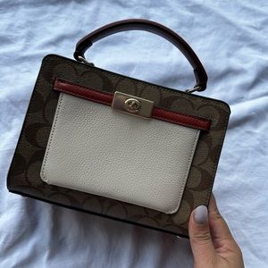 Mini Lane Top Handle In Colorblock Signature Canvas